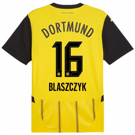 Kandiny Herren Oliwer Blaszczyk #16 Gelb Schwarz Heimtrikot Trikot 2024/25 T-Shirt