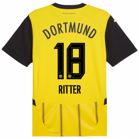 Kandiny Herren Roméo Ritter #18 Gelb Schwarz Heimtrikot Trikot 2024/25 T-Shirt