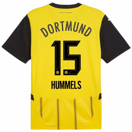 Kandiny Herren Mats Hummels #15 Gelb Schwarz Heimtrikot Trikot 2024/25 T-Shirt