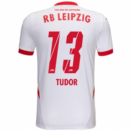 Kandiny Herren Aaron Tudor #13 Weiß Rot Heimtrikot Trikot 2024/25 T-Shirt