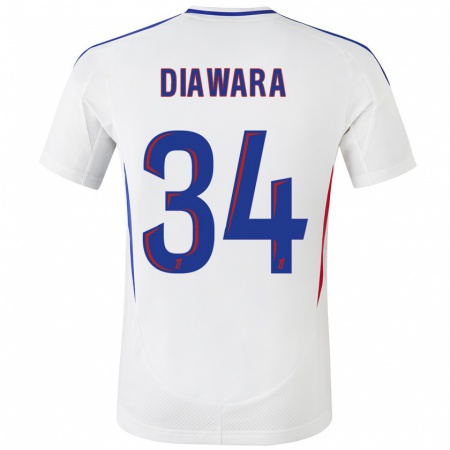 Kandiny Herren Mahamadou Diawara #34 Weiß Blau Heimtrikot Trikot 2024/25 T-Shirt