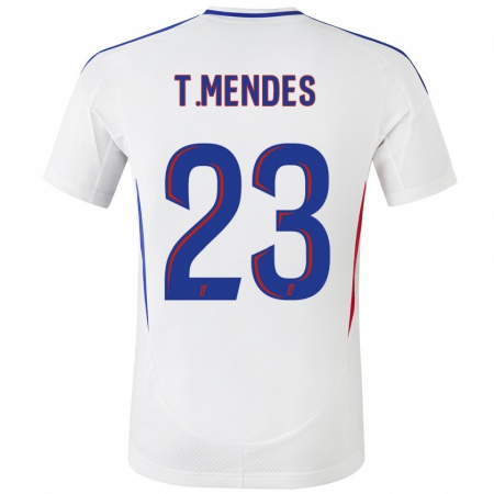 Kandiny Herren Thiago Mendes #23 Weiß Blau Heimtrikot Trikot 2024/25 T-Shirt