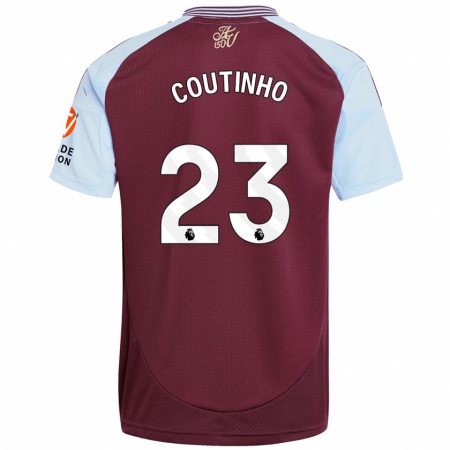 Kandiny Herren Philippe Coutinho #23 Burgunder Himmelblau Heimtrikot Trikot 2024/25 T-Shirt