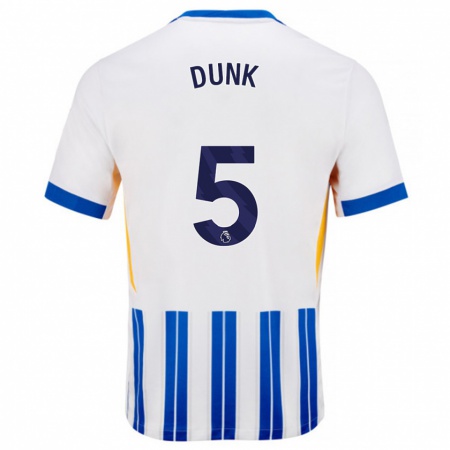 Kandiny Herren Lewis Dunk #5 Weiß Blaue Nadelstreifen Heimtrikot Trikot 2024/25 T-Shirt