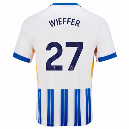 Kandiny Herren Mats Wieffer #27 Weiß Blaue Nadelstreifen Heimtrikot Trikot 2024/25 T-Shirt