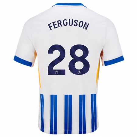 Kandiny Herren Evan Ferguson #28 Weiß Blaue Nadelstreifen Heimtrikot Trikot 2024/25 T-Shirt