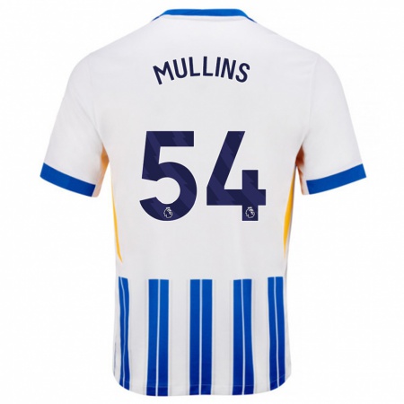 Kandiny Herren Jamie Mullins #54 Weiß Blaue Nadelstreifen Heimtrikot Trikot 2024/25 T-Shirt