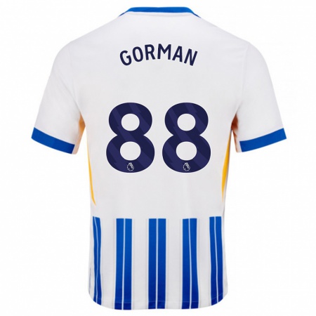 Kandiny Herren Ronnie Gorman #88 Weiß Blaue Nadelstreifen Heimtrikot Trikot 2024/25 T-Shirt