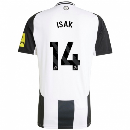 Kandiny Herren Alexander Isak #14 Weiß Schwarz Heimtrikot Trikot 2024/25 T-Shirt