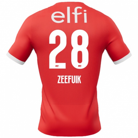 Kandiny Herren Lequincio Zeefuik #28 Rot Weiß Heimtrikot Trikot 2024/25 T-Shirt