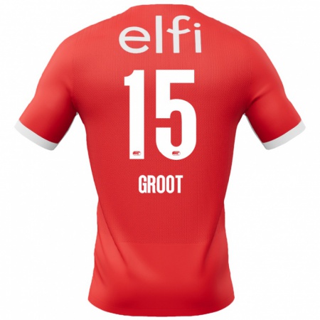 Kandiny Herren Pleun Groot #15 Rot Weiß Heimtrikot Trikot 2024/25 T-Shirt