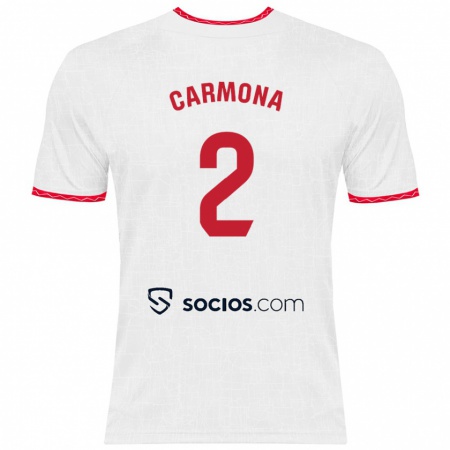 Kandiny Herren José Ángel Carmona #2 Weiß Rot Heimtrikot Trikot 2024/25 T-Shirt