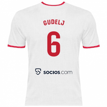 Kandiny Herren Nemanja Gudelj #6 Weiß Rot Heimtrikot Trikot 2024/25 T-Shirt