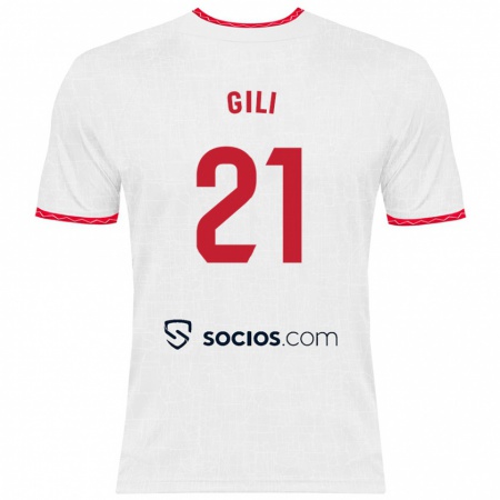 Kandiny Herren Gemma Gili #21 Weiß Rot Heimtrikot Trikot 2024/25 T-Shirt