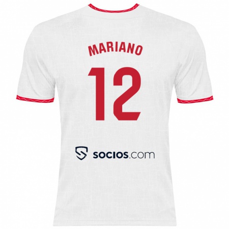 Kandiny Herren Mariano Díaz #12 Weiß Rot Heimtrikot Trikot 2024/25 T-Shirt