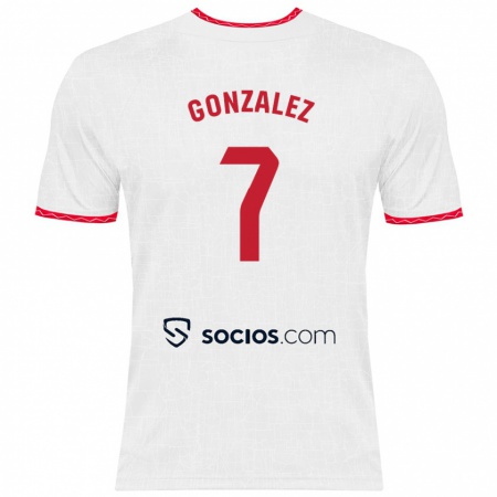 Kandiny Herren Juan González #7 Weiß Rot Heimtrikot Trikot 2024/25 T-Shirt