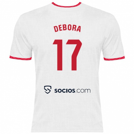 Kandiny Herren Débora García Mateo #17 Weiß Rot Heimtrikot Trikot 2024/25 T-Shirt