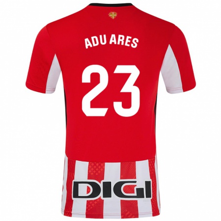 Kandiny Herren Adu Ares #23 Rot Weiß Heimtrikot Trikot 2024/25 T-Shirt