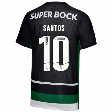 Kandiny Herren Guilherme Santos #10 Schwarz Weiß Grün Heimtrikot Trikot 2024/25 T-Shirt