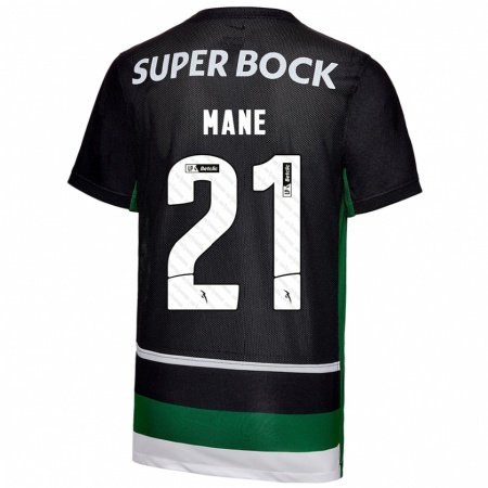 Kandiny Herren Isnaba Mané #21 Schwarz Weiß Grün Heimtrikot Trikot 2024/25 T-Shirt