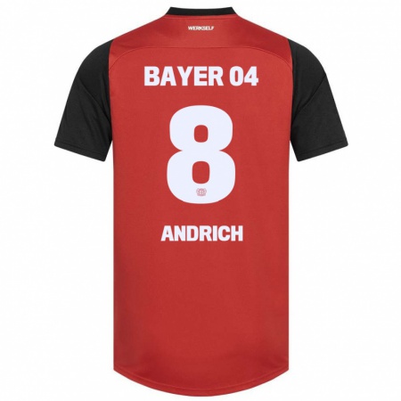 Kandiny Herren Robert Andrich #8 Rot Schwarz Heimtrikot Trikot 2024/25 T-Shirt