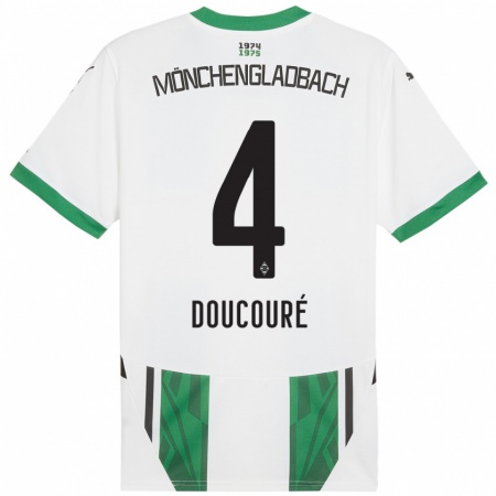 Kandiny Herren Mamadou Doucouré #4 Weiß Grün Heimtrikot Trikot 2024/25 T-Shirt