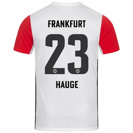 Kandiny Herren Jens Petter Hauge #23 Weiß Rot Heimtrikot Trikot 2024/25 T-Shirt