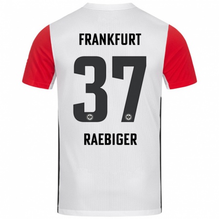 Kandiny Herren Sidney Raebiger #37 Weiß Rot Heimtrikot Trikot 2024/25 T-Shirt