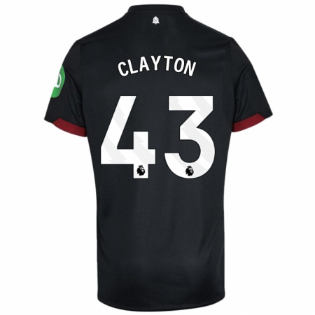 Kandiny Herren Regan Clayton #43 Schwarz Weiß Auswärtstrikot Trikot 2024/25 T-Shirt