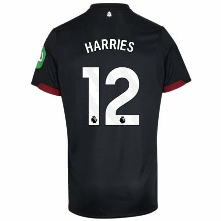 Kandiny Herren Emma Harries #12 Schwarz Weiß Auswärtstrikot Trikot 2024/25 T-Shirt