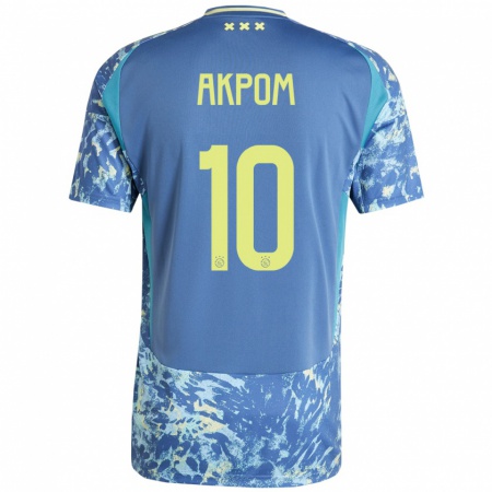 Kandiny Herren Chuba Akpom #10 Grau Blau Gelb Auswärtstrikot Trikot 2024/25 T-Shirt