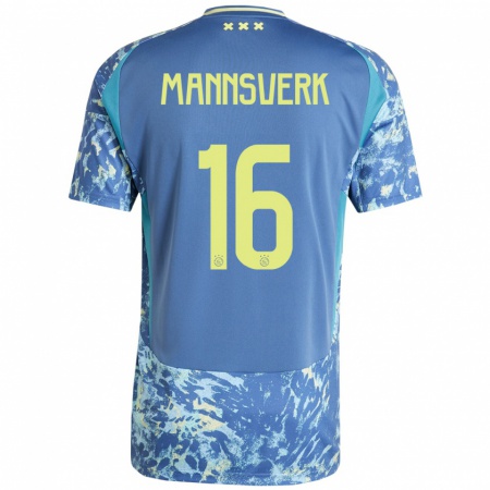 Kandiny Herren Sivert Mannsverk #16 Grau Blau Gelb Auswärtstrikot Trikot 2024/25 T-Shirt