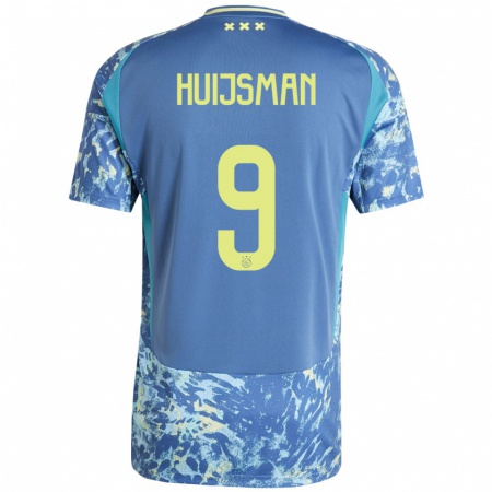 Kandiny Herren Mitchi Huijsman #9 Grau Blau Gelb Auswärtstrikot Trikot 2024/25 T-Shirt