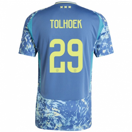 Kandiny Herren Danique Tolhoek #29 Grau Blau Gelb Auswärtstrikot Trikot 2024/25 T-Shirt