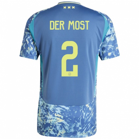 Kandiny Herren Liza Van Der Most #2 Grau Blau Gelb Auswärtstrikot Trikot 2024/25 T-Shirt