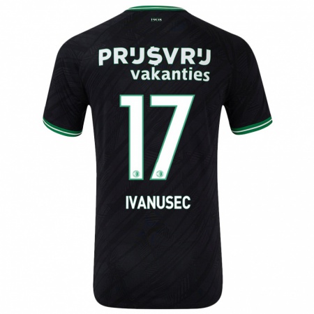 Kandiny Herren Luka Ivanusec #17 Schwarz Grün Auswärtstrikot Trikot 2024/25 T-Shirt