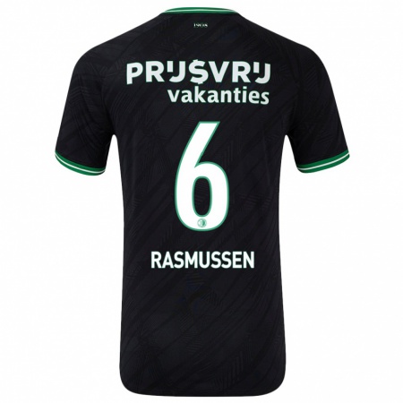 Kandiny Herren Jacob Rasmussen #6 Schwarz Grün Auswärtstrikot Trikot 2024/25 T-Shirt