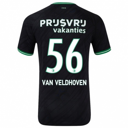 Kandiny Herren Kars Van Veldhoven #56 Schwarz Grün Auswärtstrikot Trikot 2024/25 T-Shirt