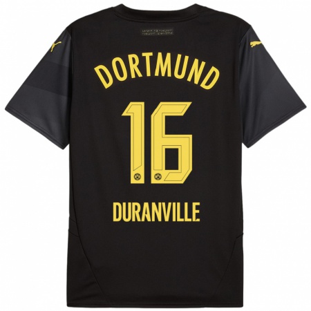 Kandiny Herren Julien Duranville #16 Schwarz Gelb Auswärtstrikot Trikot 2024/25 T-Shirt