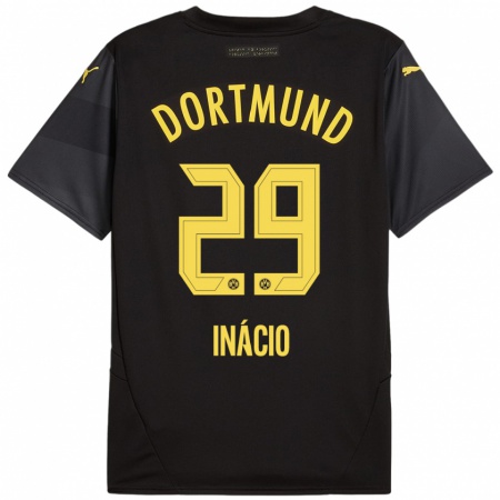 Kandiny Herren Samuele Inácio #29 Schwarz Gelb Auswärtstrikot Trikot 2024/25 T-Shirt