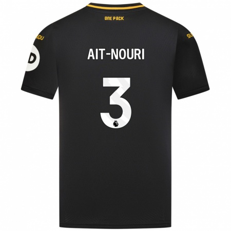 Kandiny Herren Rayan Aït-Nouri #3 Schwarz Auswärtstrikot Trikot 2024/25 T-Shirt