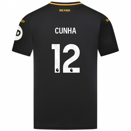 Kandiny Herren Matheus Cunha #12 Schwarz Auswärtstrikot Trikot 2024/25 T-Shirt