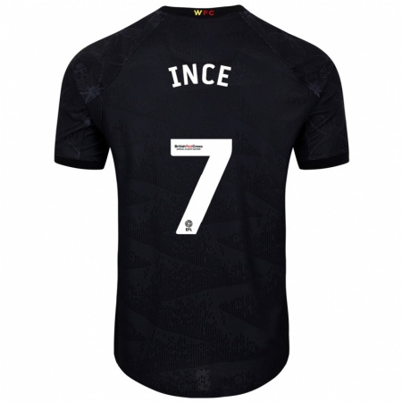 Kandiny Herren Tom Ince #7 Schwarz Weiß Auswärtstrikot Trikot 2024/25 T-Shirt