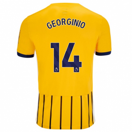 Kandiny Herren Georginio Rutter #14 Gold Blau Nadelstreifen Auswärtstrikot Trikot 2024/25 T-Shirt