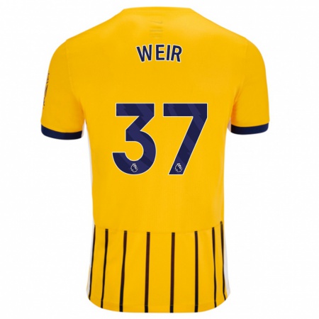 Kandiny Herren Jensen Weir #37 Gold Blau Nadelstreifen Auswärtstrikot Trikot 2024/25 T-Shirt