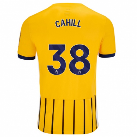 Kandiny Herren Killian Cahill #38 Gold Blau Nadelstreifen Auswärtstrikot Trikot 2024/25 T-Shirt