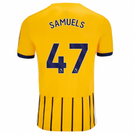 Kandiny Herren Imari Samuels #47 Gold Blau Nadelstreifen Auswärtstrikot Trikot 2024/25 T-Shirt