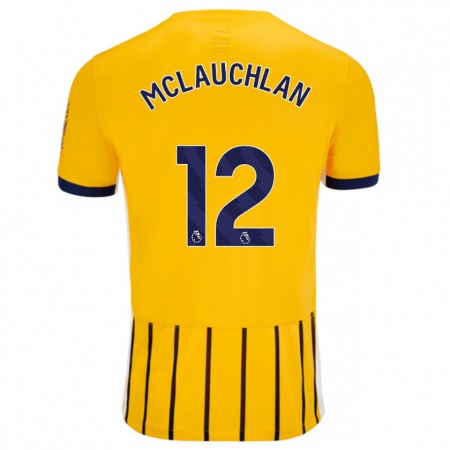 Kandiny Herren Rachel Mclauchlan #12 Gold Blau Nadelstreifen Auswärtstrikot Trikot 2024/25 T-Shirt