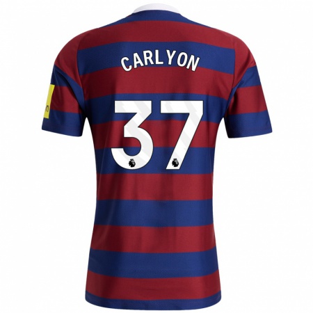 Kandiny Herren Nathan Carlyon #37 Burgunderrot Marineblau Auswärtstrikot Trikot 2024/25 T-Shirt