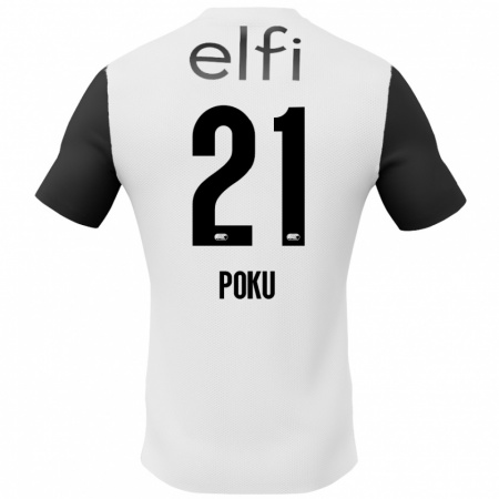 Kandiny Herren Ernest Poku #21 Weiß Schwarz Auswärtstrikot Trikot 2024/25 T-Shirt